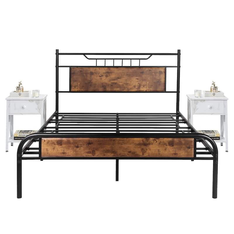 Taomika Mid Century 3-Pieces Bed and Nightstands Sets