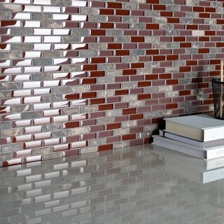SomerTile Reflections Bordeaux Subway Tile Sheet