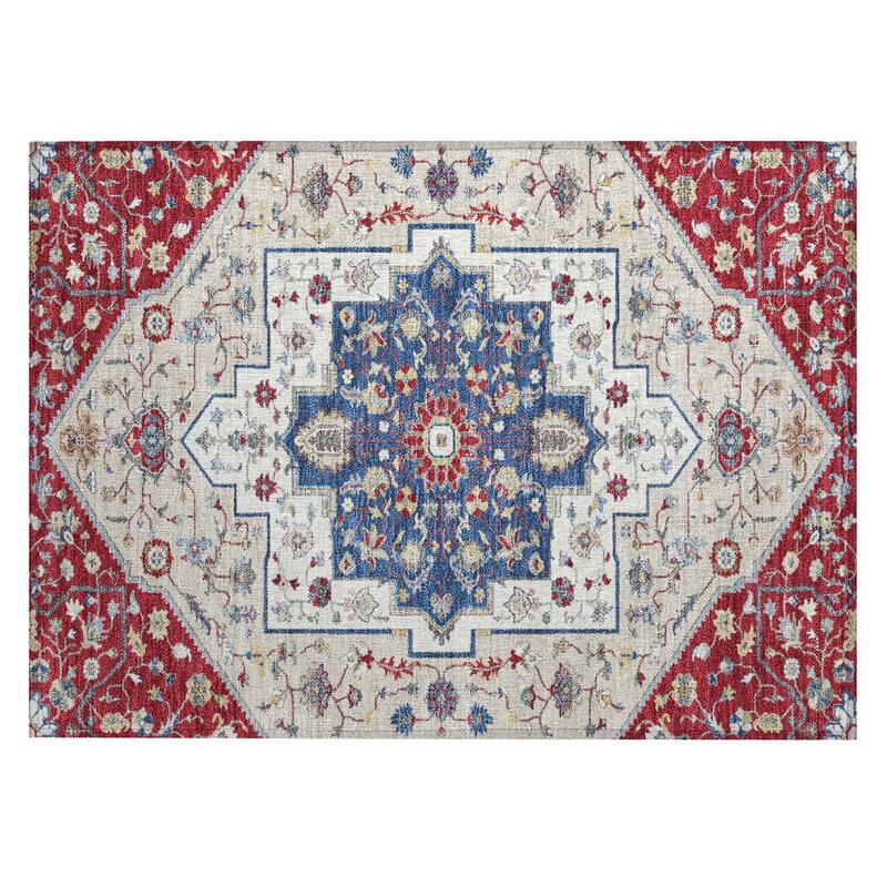 Machine Washable Indoor/ Outdoor Traditional Kolkata Chantille Rug