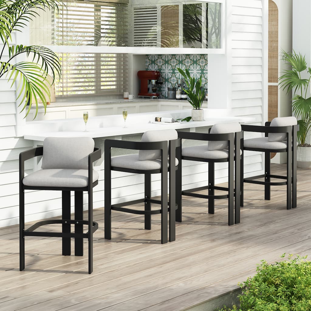 Christopher Knight Home - Pula Outdoor Modern Aluminum Counter Stools - Bar Chairs with Fade-Resistant Cushions