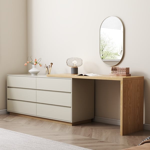 98.5-inch Modern Expandable Desk and 6-Drawer Dresser for Home Office - Bed Bath & Beyond - 42199591 98.5-inch Modern Expandable Desk and 6-Drawer Dresser for Home Office - Bed Bath & Beyond - 42199591
