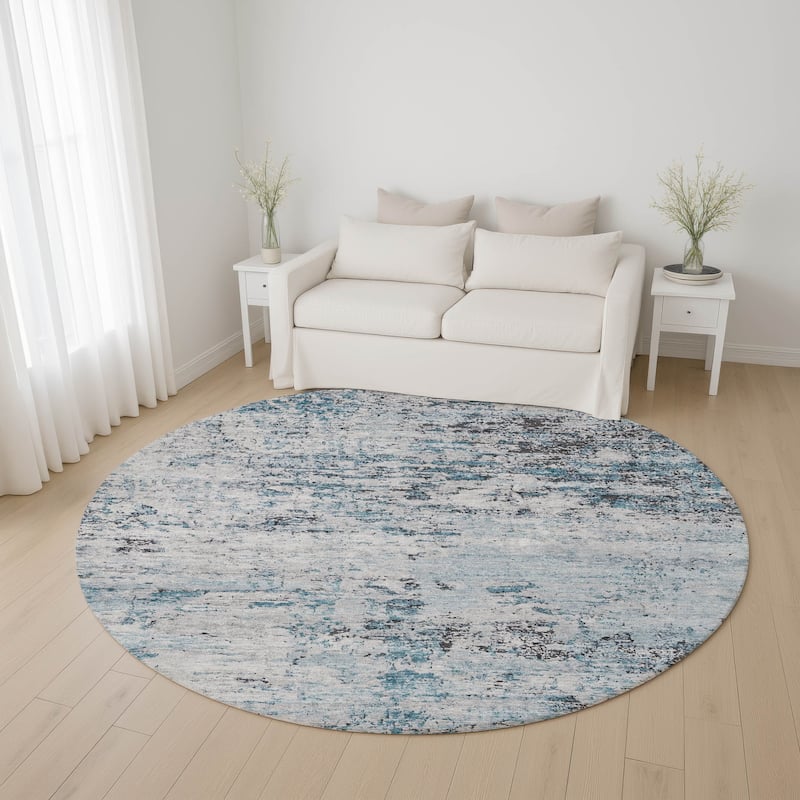 Premium Washable Super Soft Solid Abstract Mayfield Rug - Sky - 8' x 8'