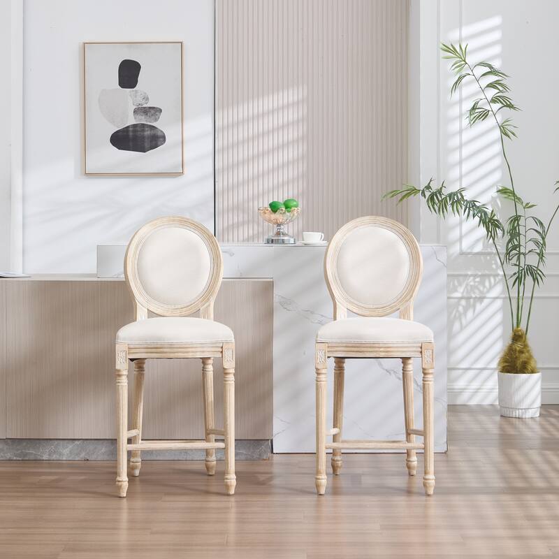 Dining Chairs Set of 2, Upholstered Chairs with Round Back, Wire Drawing and Carving Techniques,Disassemblable