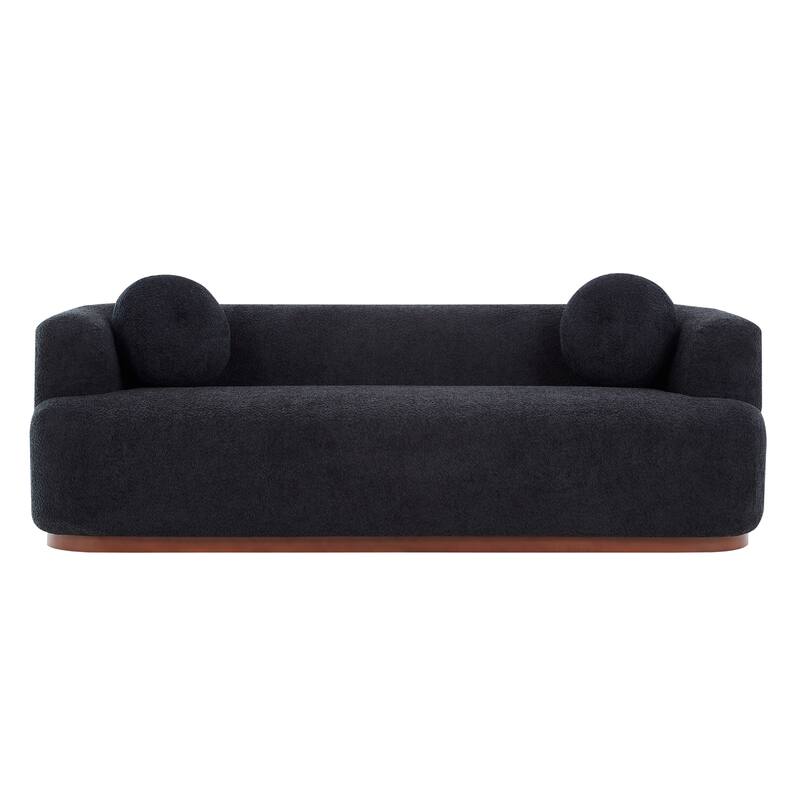 Christopher Knight Home - Polyster Upholstered 3-Seater 84.57" Compressed Sofa with Solid Rubberwood Base