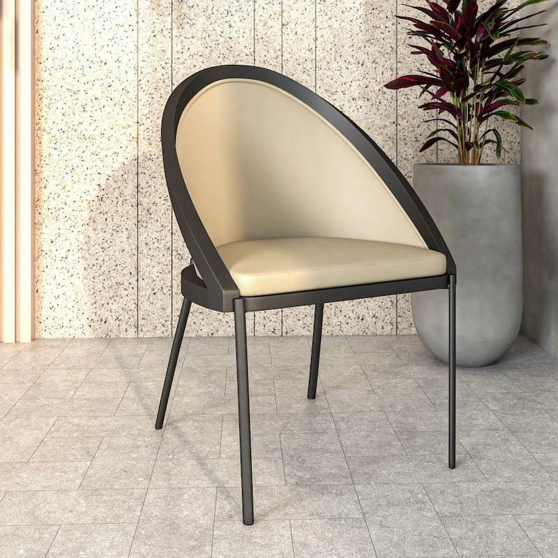 Vinyl Dining Chair with Curved Back and Stainless Steel Legs Set of 4