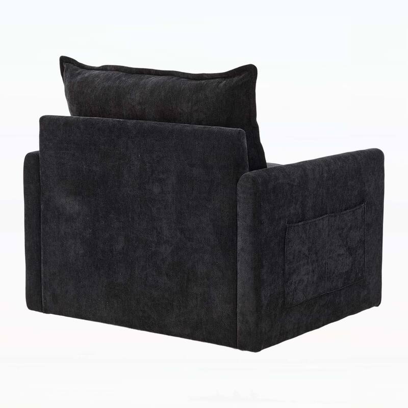 Modern Swivel Barrel Chair with Thick Padding,Metal Base,for Living Room and Bedroom