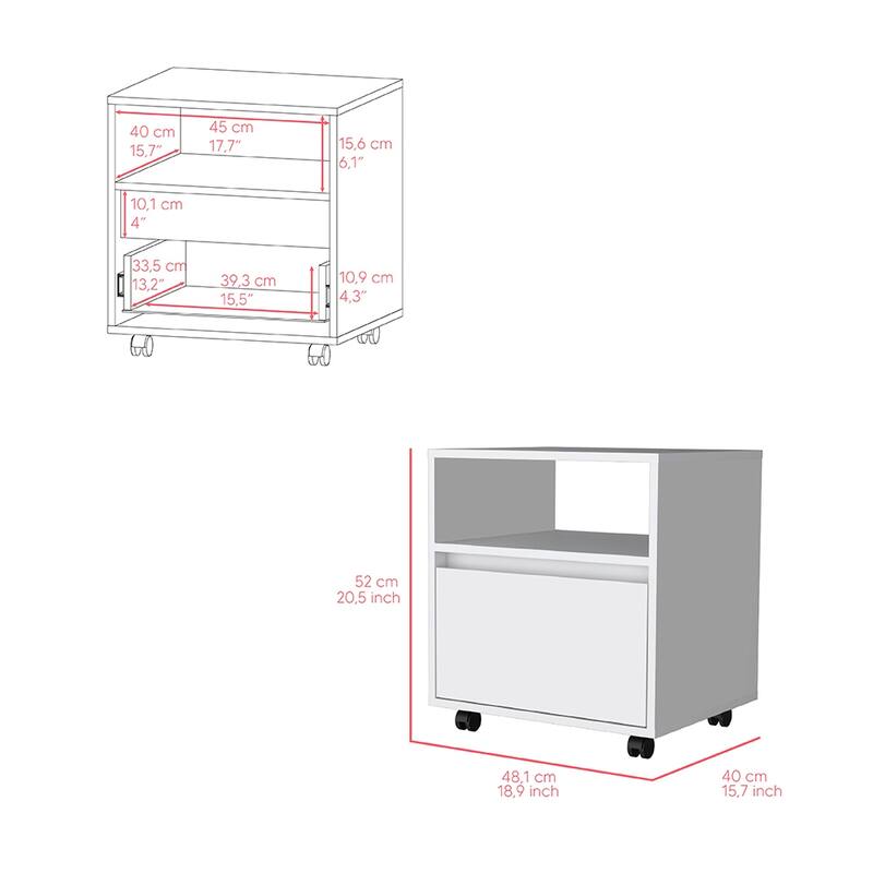 2 Piece Bedroom Set with three double drawers, Nightstand + Dresser, White