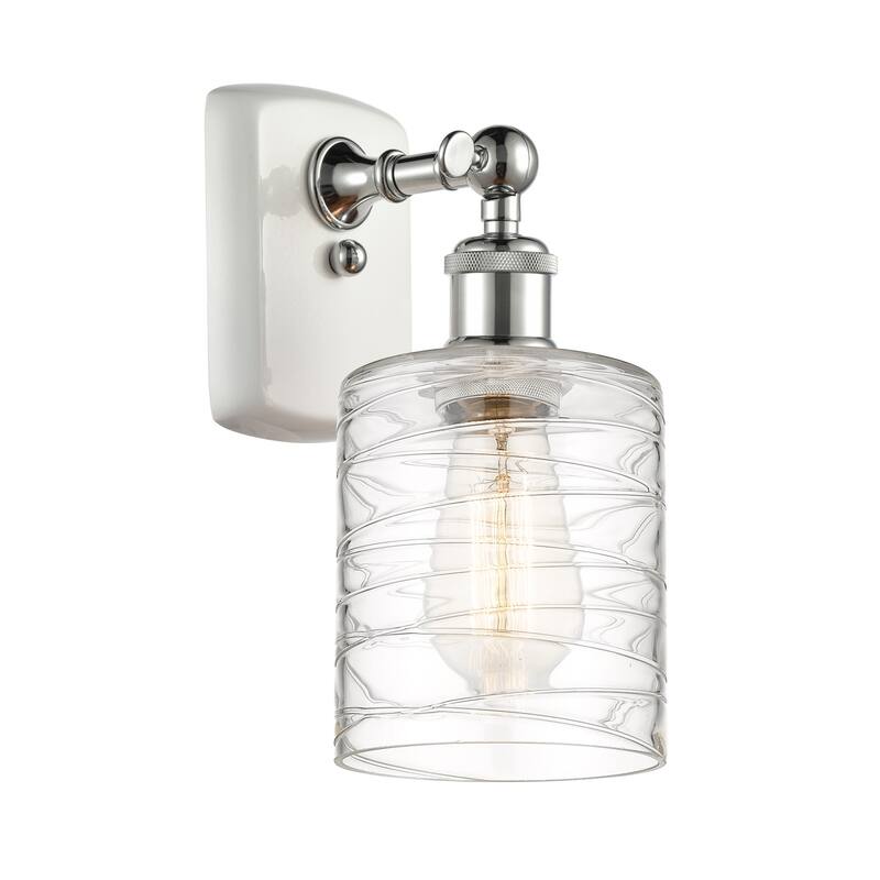 Innovations Lighting 516-1W-9-5 Cobbleskill Sconce Cobbleskill 9" Tall - White and Polished Chrome / Deco Swirl