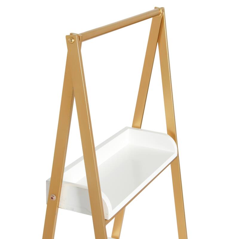Three Tier A-Frame Metal and Wood Open Shelf