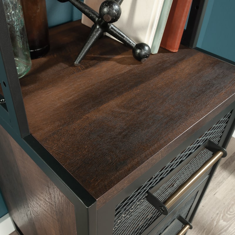 Wood Narrow Bookcase with Modern Design, Brown - 18.35" W x 18.50" D x 71.97" H