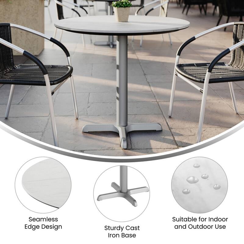 Commercial All-Weather HPL Tabletop with Crisscross Base
