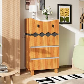 Modern Wooden Chest of Drawers with Wavy Front Design, 4-Drawer Storage Cabinet for Bedroom or Living Room