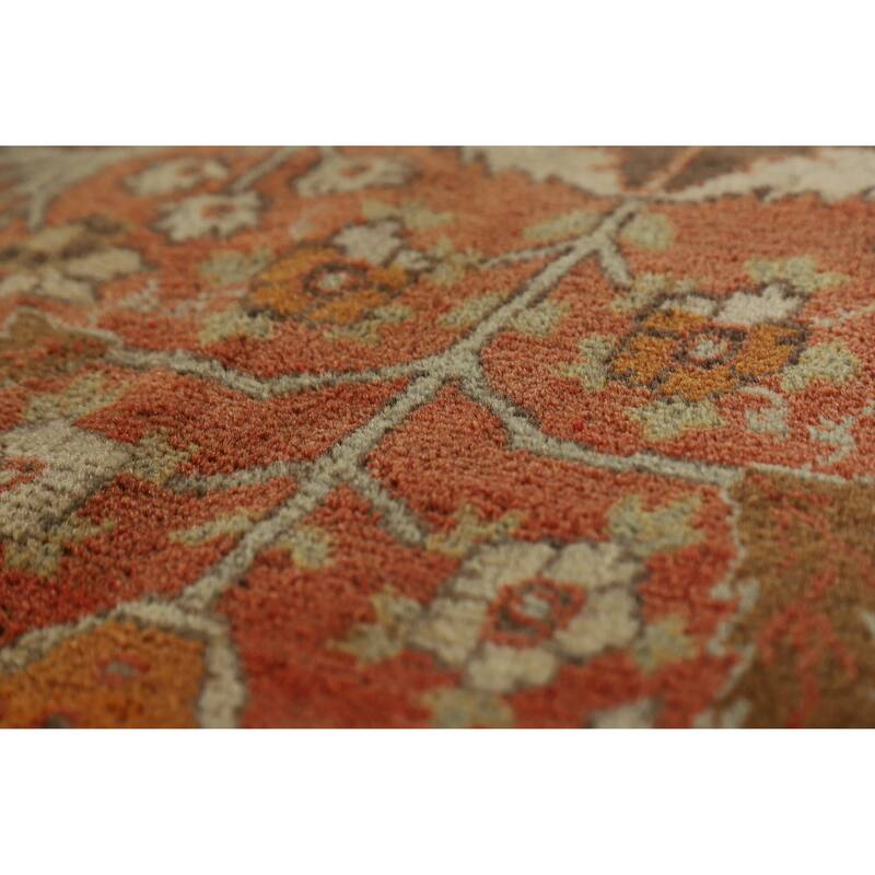 Hand Knotted Oriental 100% Wool Carpet Traditional Medallion Oranges & Rust Tabriz Area Rug - 14' 10'' X 11' 3''