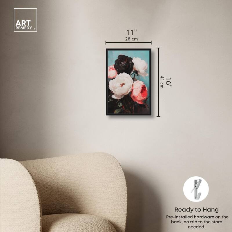 Three Shades of Peony III Canvas by Art Remedy