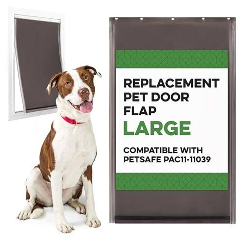 Large Replacement Dog Door Flap - Fits Petsafe Freedom PAC11-11039 - Flexible Doggy Door Flap for Small & Large Dogs - Black