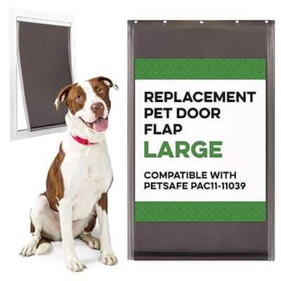 Large Replacement Dog Door Flap - Fits Petsafe Freedom PAC11-11039 - Flexible Doggy Door Flap for Small & Large Dogs - Black
