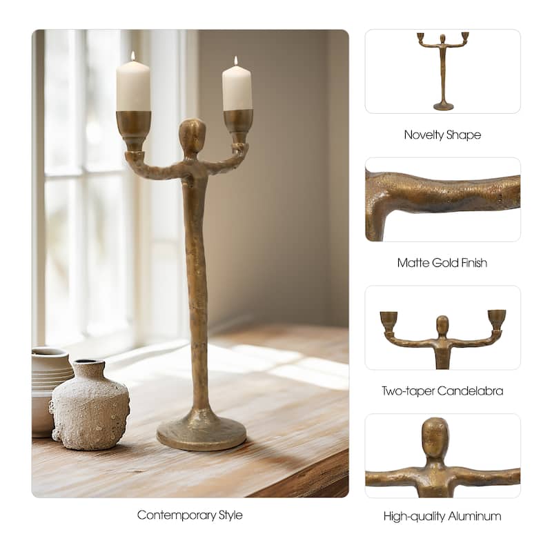 Sagebrook Home Vintage Glam Gold Metal 2 Taper Candelabra Novelty Candle Holders