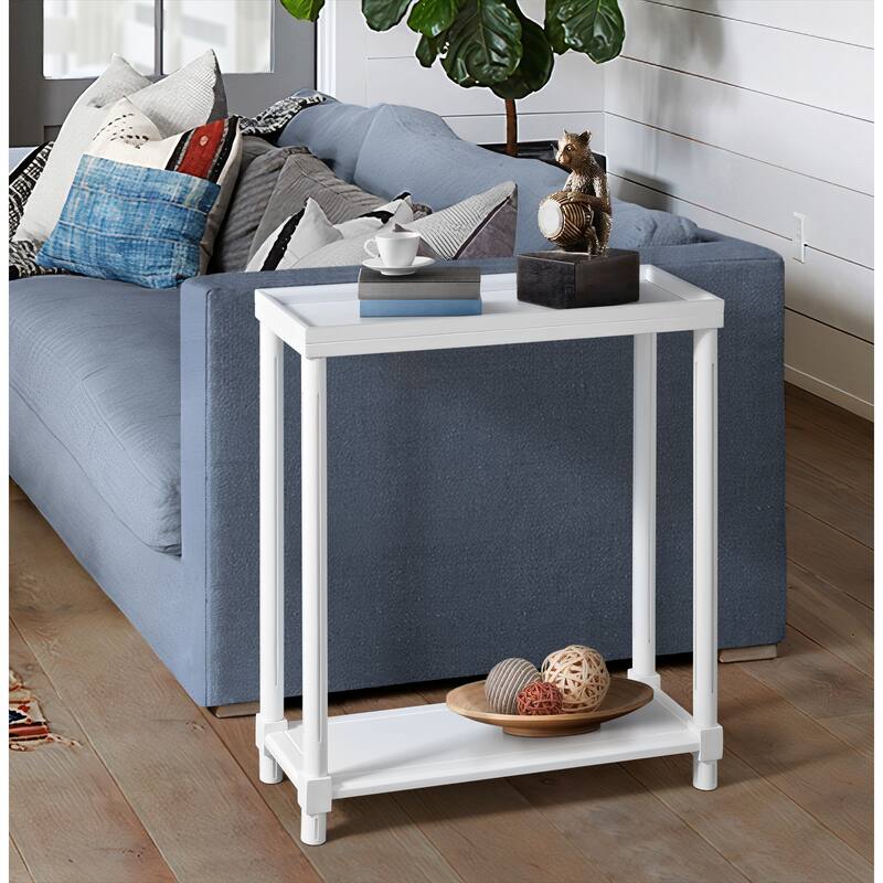 NewRidge Home Goods Harrison Narrow Side Table, White, Set of 2