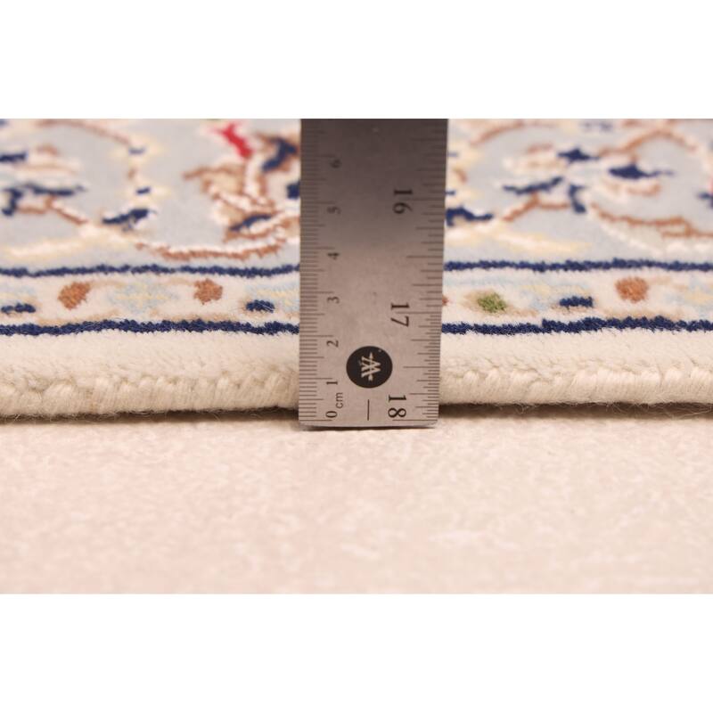 ECARPETGALLERY Hand-knotted Nain Cream Silk, Wool Rug - 2'9 x 16'3