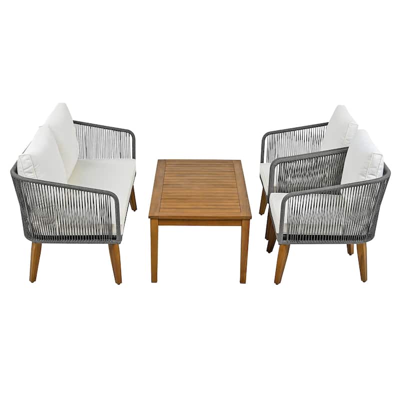 4-Pieces Outdoor Furniture Set with Cushions