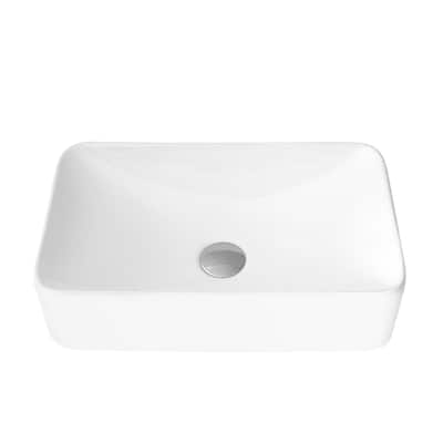 STYLISH 19"W x 11.5"D White Rectangular Vessel Sink