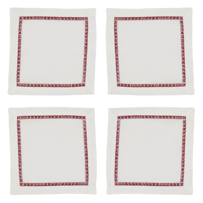Napkins With Embroidered Border Design (Set of 4)