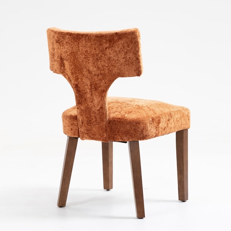 Linen Upholstered Dining Chairs Set of 2, Ergonomic Armless Side Chairs, Kitchen Chairs with Curved Back & Hardwood Frame