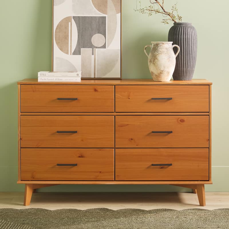 Middlebrook Modern Solid Wood 6-Drawer Dresser with Metal Handles - Caramel
