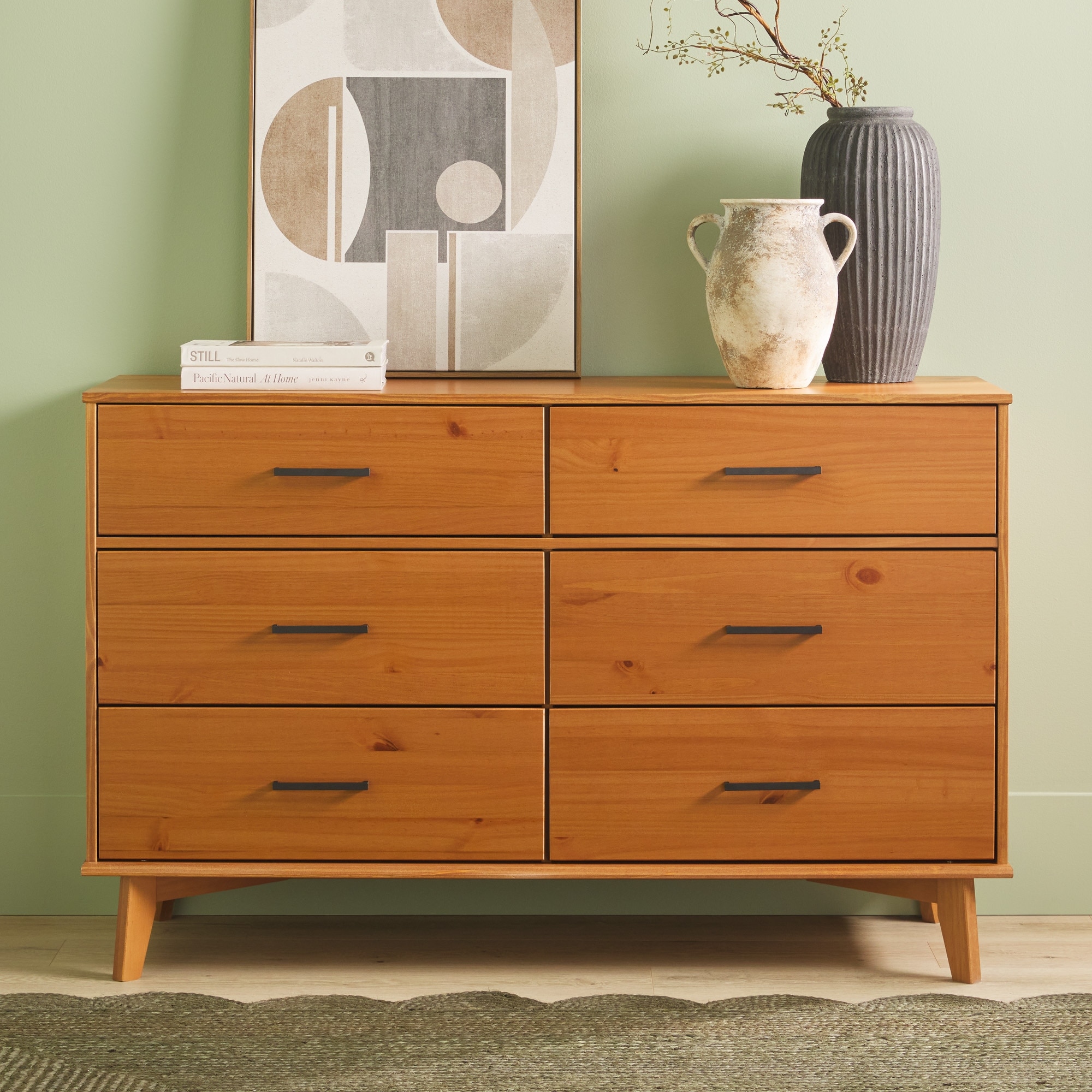 Walker Edison Modern Solid Wood 6-Drawer Dresser with Metal Handles