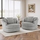 preview thumbnail 70 of 74, UIXE Oversize 43" Plush Corduroy Swivel Barrel Chair Comfy Accent Chair For Living Room Grey/2 Set