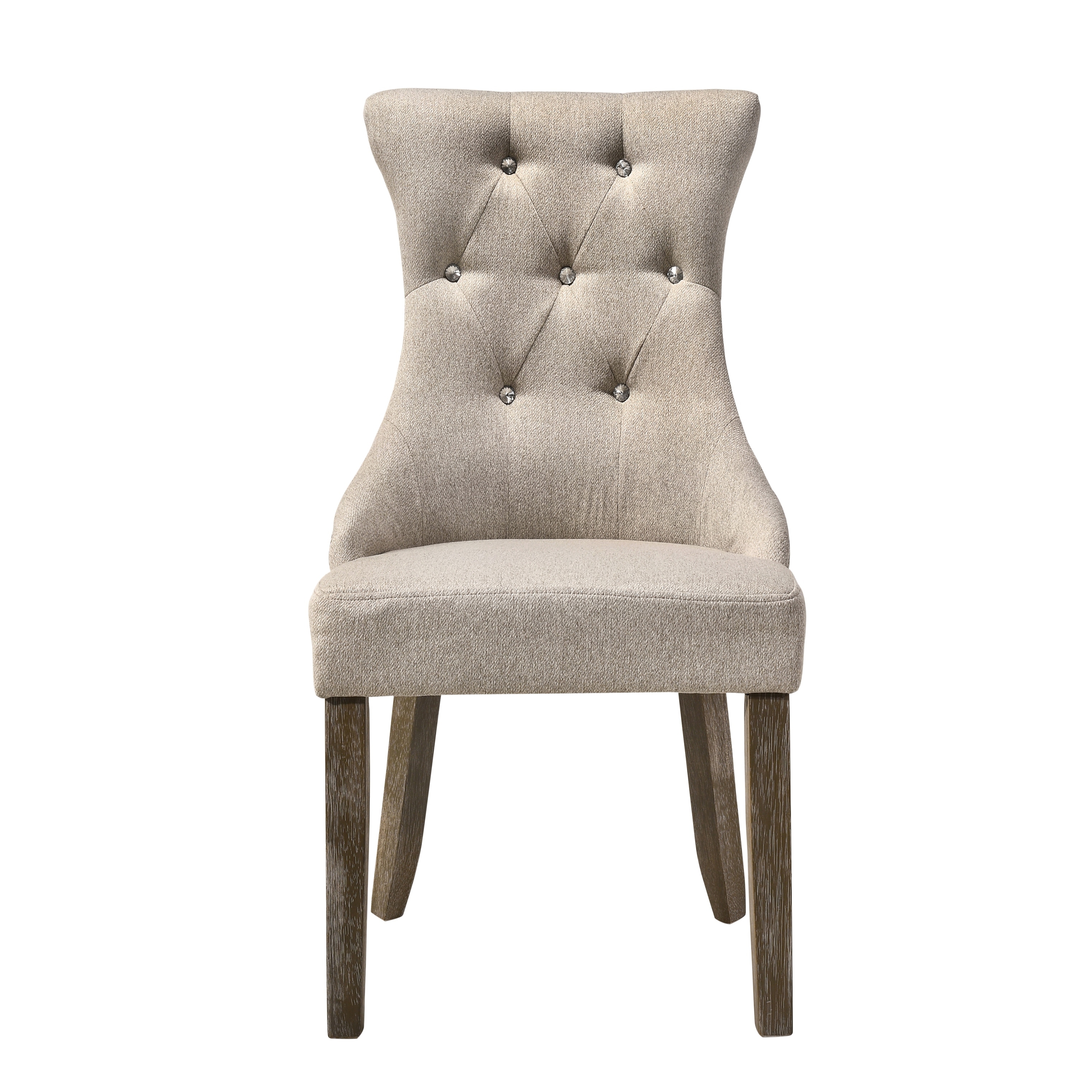 Beige and Reclaimed Grey Tufted Back Side Chairs (Set of 2)