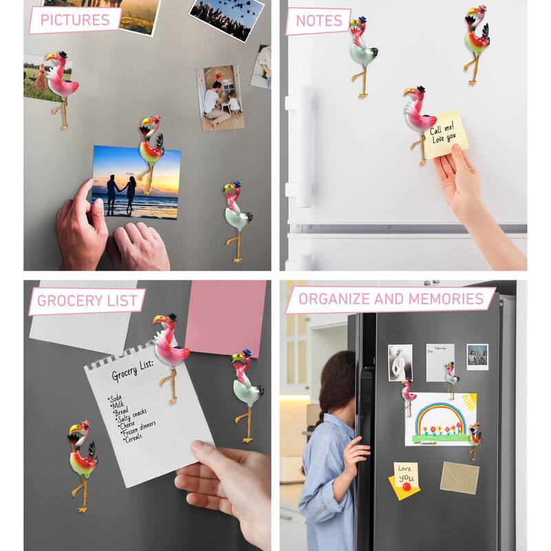 CoTa Global Flamingo Refrigerator Bobble Magnets Set of 3