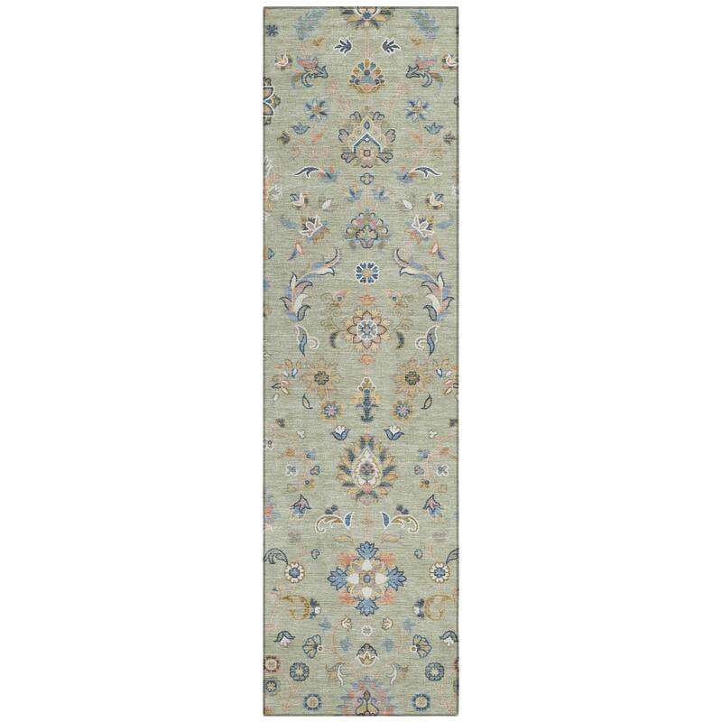 Machine Washable Indoor/ Outdoor Traditional Basalt Chantille Rug