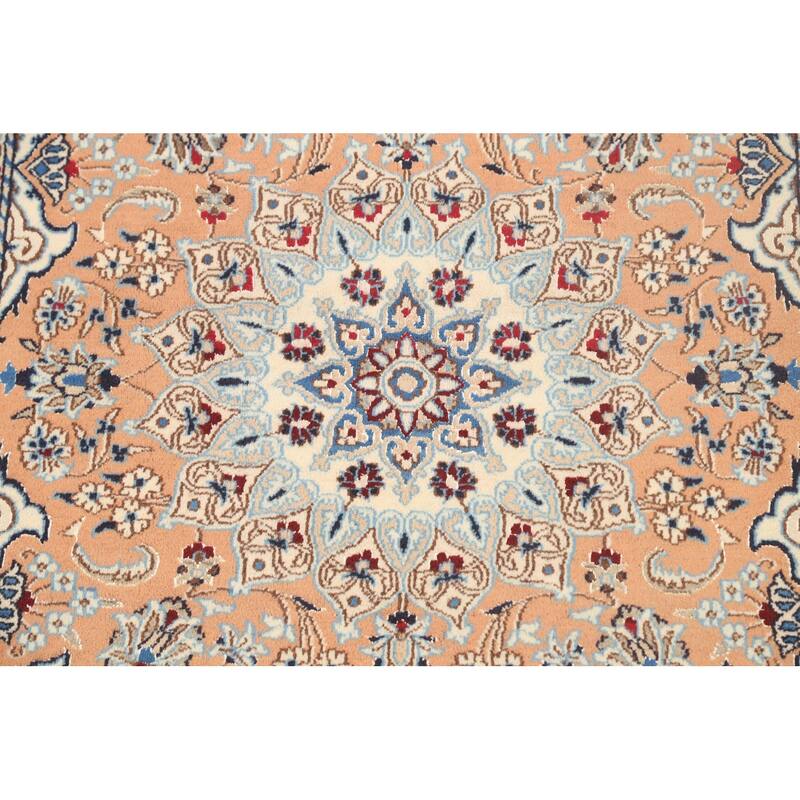 Vegetable Dye Floral Nain Persian Area Rug Hand-knotted Wool Carpet - 2'11" x 4'6"