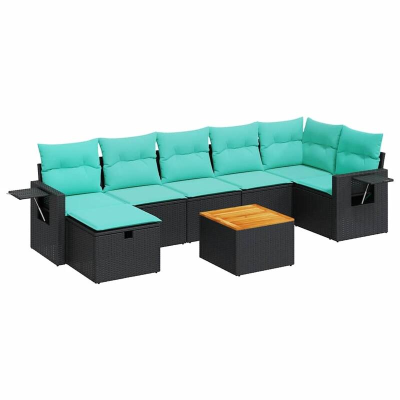 vidaXL Patio Sofa Set with Cushions Sectional Lounge Set 8 Piece Poly Rattan - 21.7 x 24.4 x 27.2
