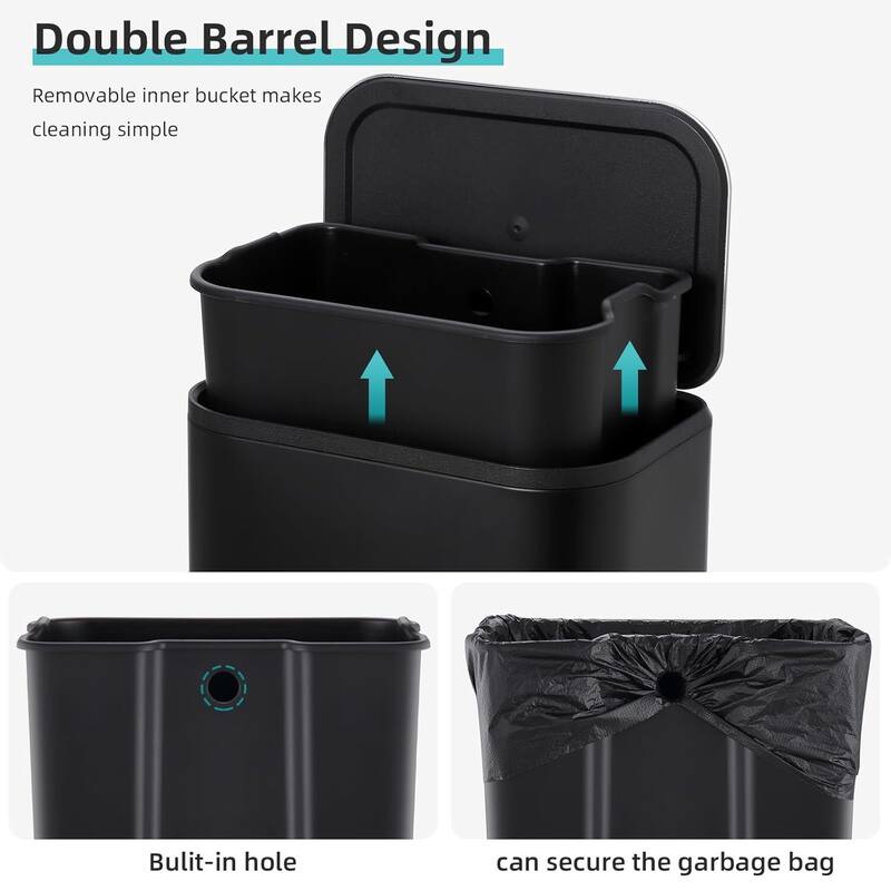 8 Gallon Trash Can with Soft Close Lid for Bathroom, Kitchen, Home, Office