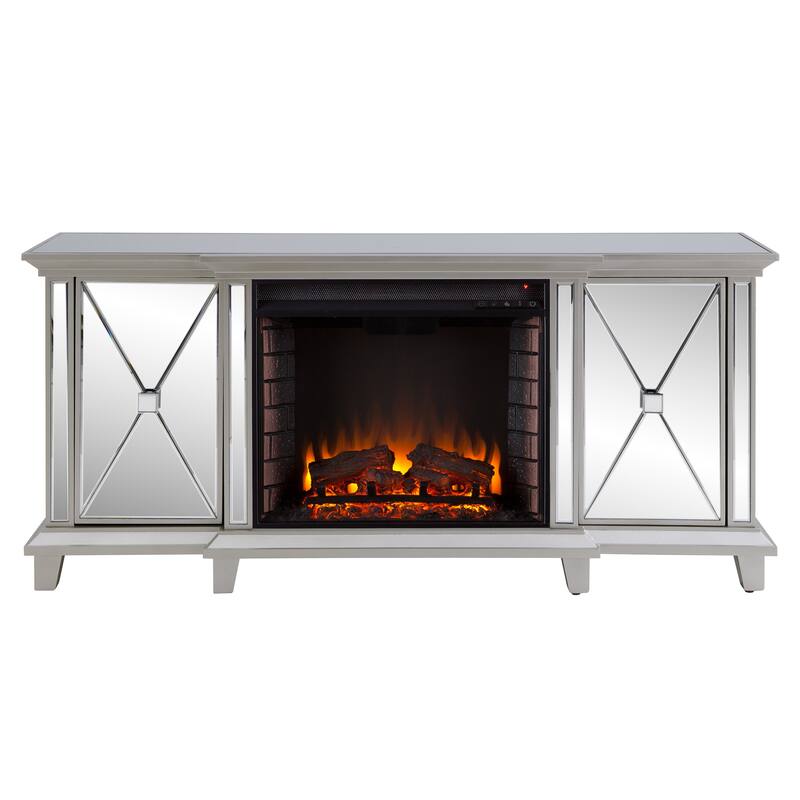 SEI Furniture Talmar Mirrored Fireplace Media TV Stand for TV's up to 62"