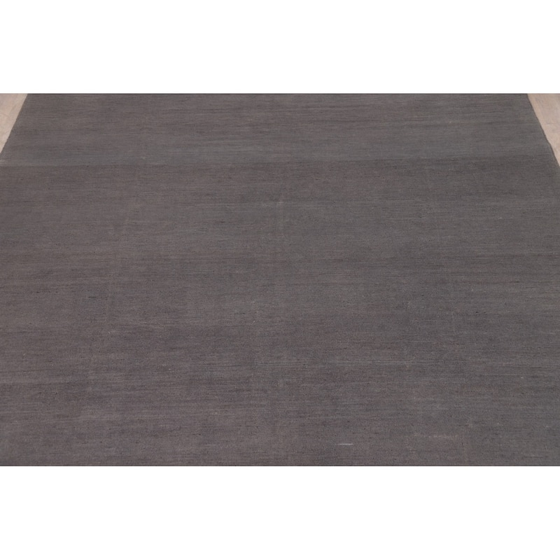 Gray Modern Gabbeh Oriental Area Rug Handmade Solid Wool Carpet - 8'5" x 9'11"
