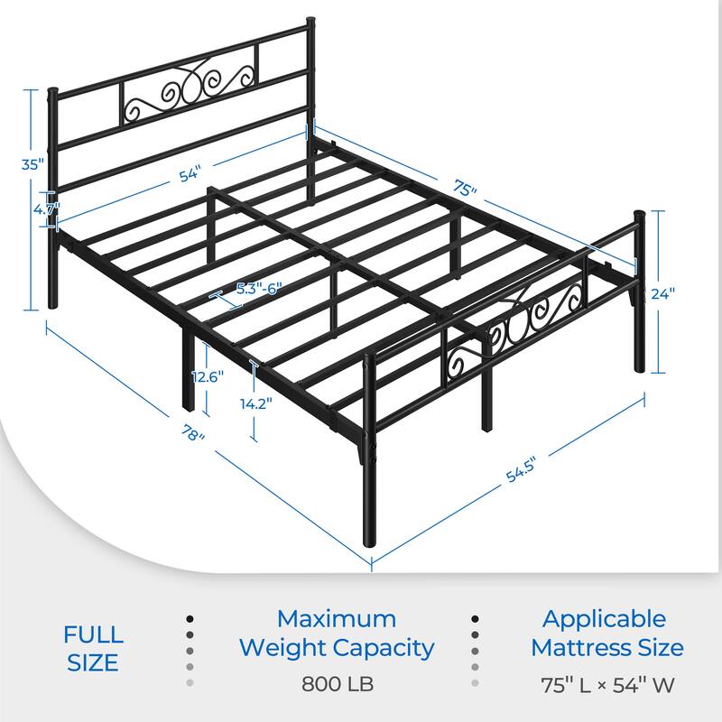 Yaheetech Classic Platform Bed Metal Frame with Headboard