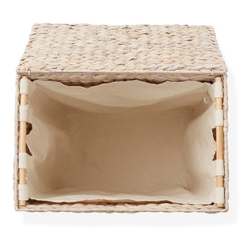 Large Laundry Hamper Basket w Lid and Liner Water Hyacinth