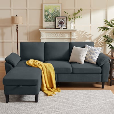 Jarenie 79.72" L Shaped Sofa with Storage Ottoman for Living Room