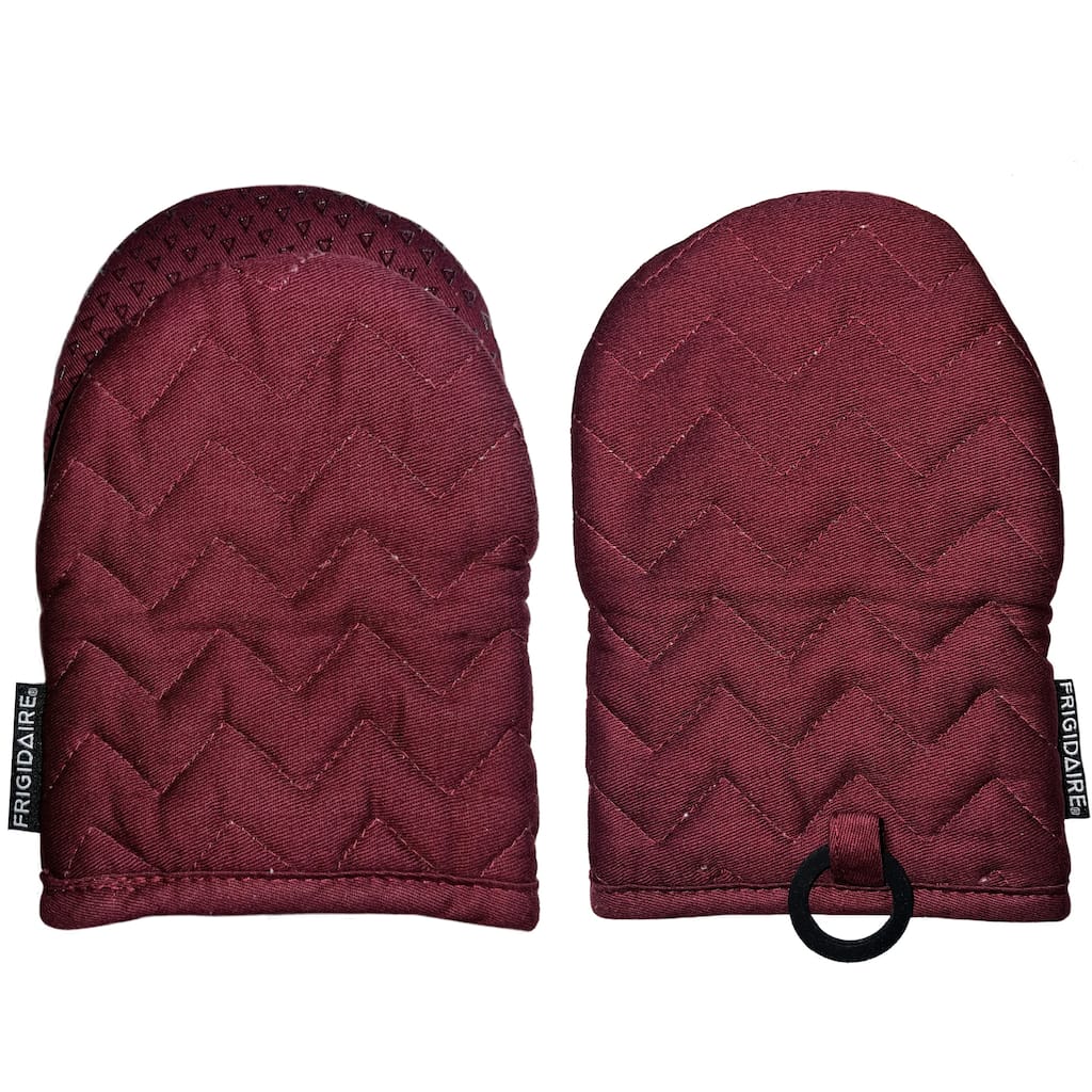 Burgundy Red Heat Resistant Thick Soft Quilted Lining Kitchen Mini Oven Glove Mitts - 1 Pair