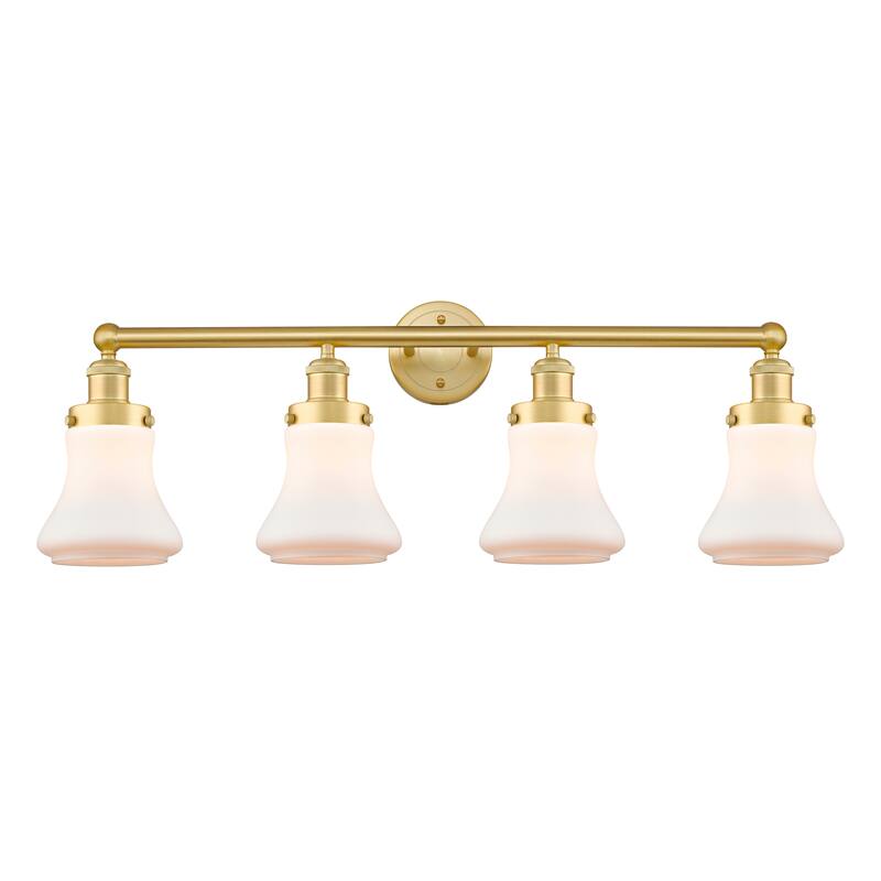 Innovations Lighting Bellmont - 4 Light 34" Bath Vanity Light - Satin Gold/Matte White