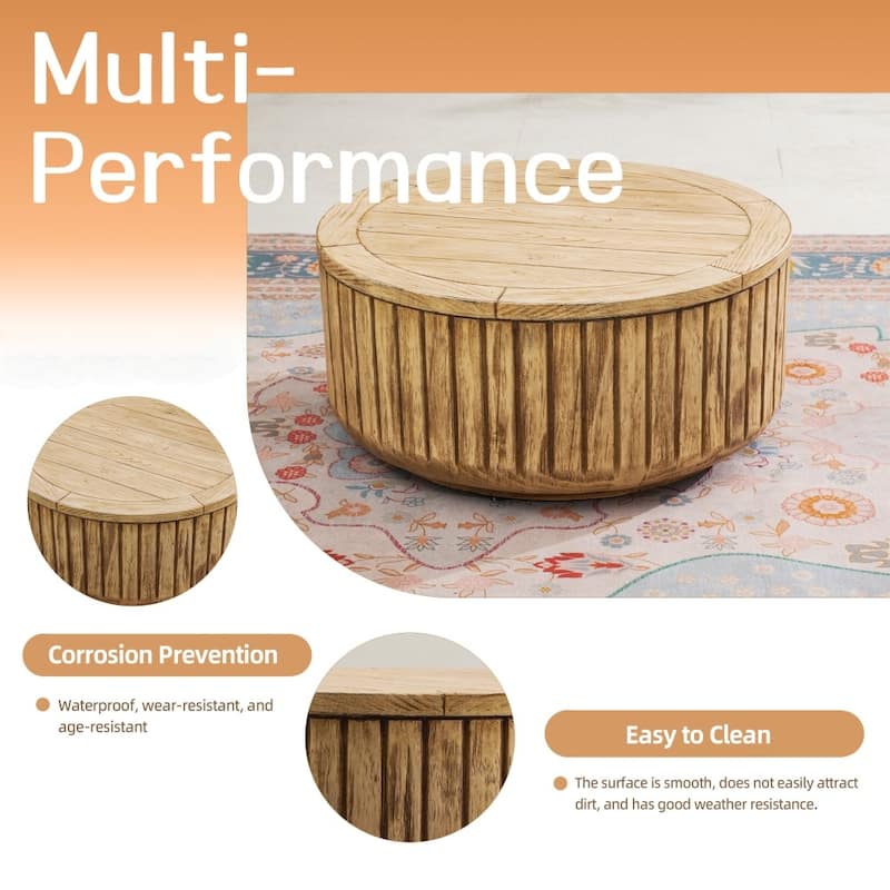 Rustic Outdoor Wood Grain Finish Elegance Terrafab Composite Coffee Table