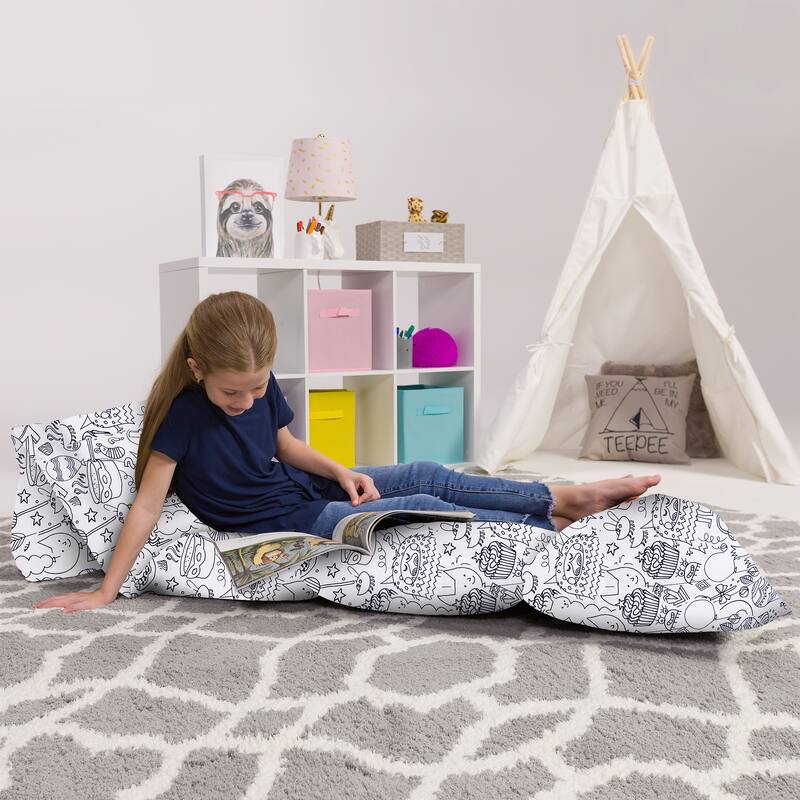 Kids Floor Pillow Cover,Premium Cushion and Lounger Covers for Pillows