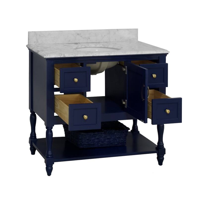 KitchenBathCollection Beverly 42" BathroomVanity w/ Carrara Marble Top