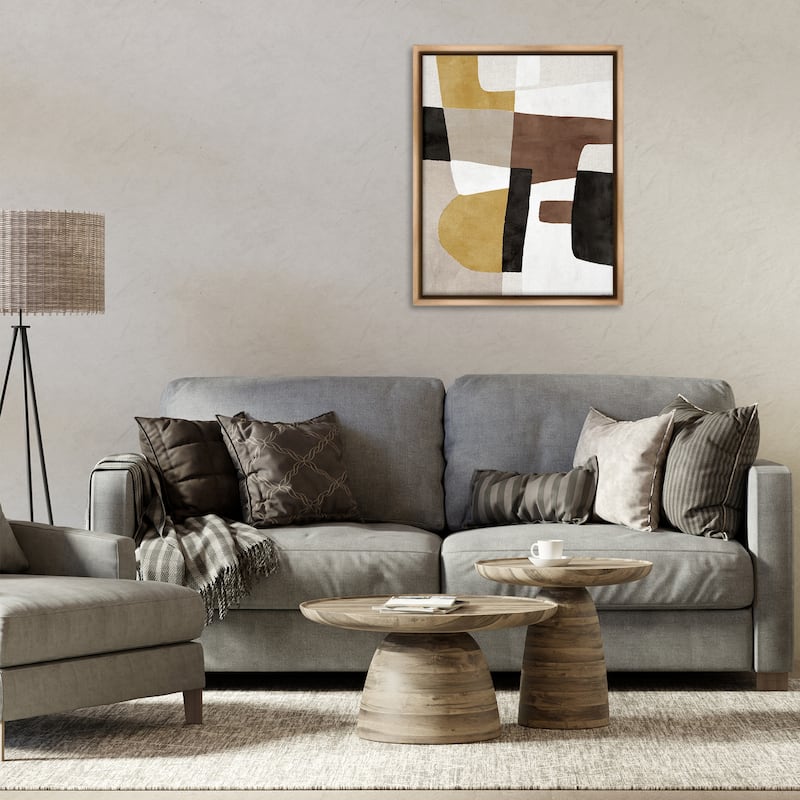 Stupell Abstract Shapes in Earth Tones Framed Floater Canvas Wall Art Design By Amber Sterling