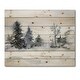 preview thumbnail 3 of 3, Designart 'Christmas Minimalistic Forest Landscape and Snow' Lake House Print on Natural Pine Wood