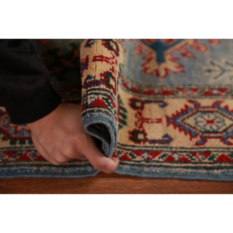 Blue Kazak Accent Rug Traditional Hand-Knotted Wool Carpet - 2'8"x 4'0"
