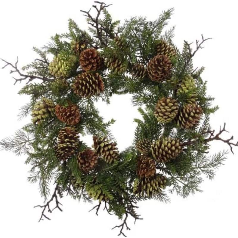 Floral Home Christmas Wreath 24 Artificial Pine - round - Bed Bath ...